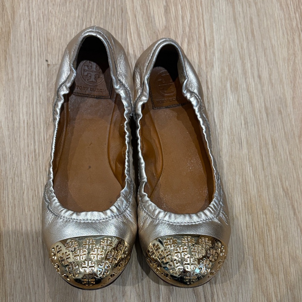 Tory Burch Metallic Gold Flats